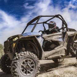 ATV adventure. Buggy extreme ride on dirt track. UTV